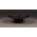 MODERN PRESENTATION STERLING SILVER SHALLOW DISH, with black moulded resin foot, 1 ¾? (4.4cm)