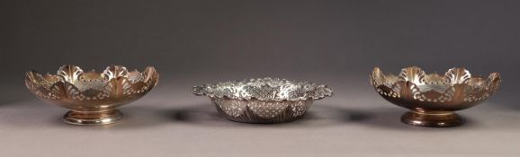 PAIR OF POST-WAR SILVER BON BON DISHES with scalloped and pierced borders, Sheffield 1954 and