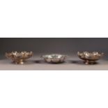 PAIR OF POST-WAR SILVER BON BON DISHES with scalloped and pierced borders, Sheffield 1954 and