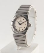 LADY?S OMEGA CONSTELLATION STAINLESS STEEL BRACELET WATCH, with quartz movement, the round dial with