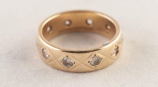 9ct GOLD ETERNITY RING, gypsy set with tiny white stones, 4.9 gms, ring size L