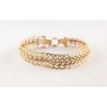 9ct GOLD MULTI-LINK CHAIN BRACELET with ring clasp, 1/2in (1.5cm) wide, 8in (20cm) long, 11 gms