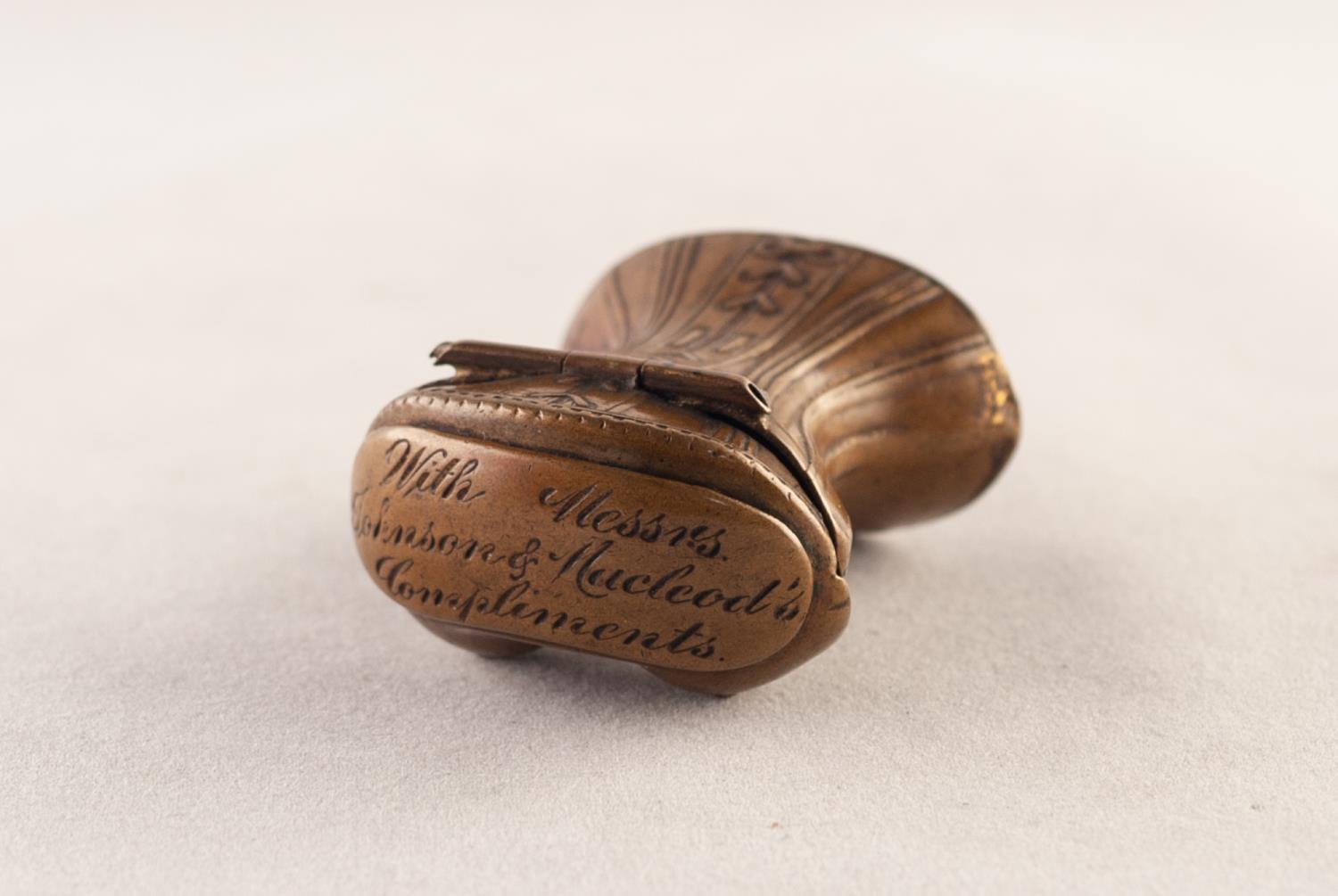 VICTORIAN BRONZE NOVELTY VESTA BOX in the form of a lady's torso wearing a corset, the hinged top - Image 3 of 3