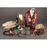 GOOD SELECTION OF COSTUME JEWELLERY, mainly necklaces, including Millefiore glass bead exampl,
