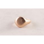 GENT'S 9ct GOLD SIGNET RING with vacant oval top, Birmingham 1919, 8.2 gms, ring size M/N