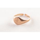 9ct GOLD SIGNET RING (shank cut), 2 gms