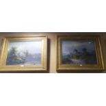 PAIR OF COLOUR PRINTS Bavarian landscapes 16? x 21 ½? In moulded gilt frames, (2)