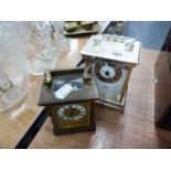 BRASS CARRIAGE CLOCK (THE GLASS IS CRACKED) AND A HESMIE CARRIAGE QUARTZ CLOCK  (2)