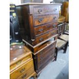 A PAIR OF ANTIQUE MAHOGANY SMALL CHESTS OF FOUR DRAWERS (CONVERTED FROM NIGHT COMMODES)