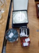 TWO BOXED CAITHNESS PAPERWEIGHTS, A PENNY BLACK PAPERWEIGHT AND TWO OTHERS (5)