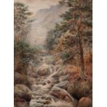 UNATTRIBUTED, (NINETEENTH CENTURY) WATERCOLOUR DRAWING Highland landscape with river in the