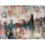 JOHN AND ELLI MILAN (MODERN) MIXED MEDIA ON CANVAS ?Grey Montage V? Signed, titled supplied by