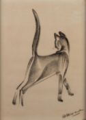 PEGGIE ALEXANDER (Twentieth/Twenty first Century)BLACK CONTE CRAYON DRAWING Study of a cat, signed