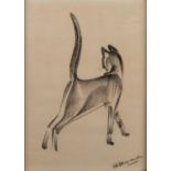 PEGGIE ALEXANDER (Twentieth/Twenty first Century)BLACK CONTE CRAYON DRAWING Study of a cat, signed