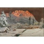 ALOIS ARNEGGER (1879-1963) OIL PAINTING ON CANVASAn alpine landscape in winter,Signed lower right