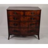 EARLY NINETEENTH CENTURY MAHOGANY BOW FRONTED CHEST OF DRAWERS, the shaped top above two short and