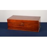 NINETEENTH CENTURY MAHOGANY LARGE PORTABLE WRITING SLOPE, of typical form with compartmented