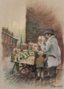 TOM BROWN (1933-2017) PASTEL DRAWING 'Ice Cream Man' Signed and dated (19) '77 lower right