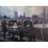 CHRISTIAN HOOK (b.1971) ARTIST SIGNED LIMITED EDITION COLOUR PRINT ?Embankment?, (24/195) no