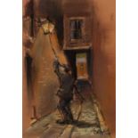 TOM BROWN (1933-2017)PASTEL DRAWING 'Lamplighter' Signed lower right, exhibition label with titled