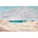TOM BARRON (MODERN) OIL ON CANVAS ?Walk to the Shore? Signed, titled to stretcher verso 23 ½? x