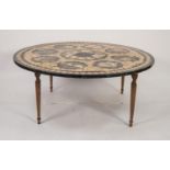 TWENTIETH CENTURY ITALIAN CIRCULAR LOW CENTRE TABLE, with variegated black marble loose circular top