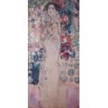 GUSTAV KLIMT COLOUR PRINT REPRODUCITON 'Portrait of Emilie Floge' against a floral background 34 1/