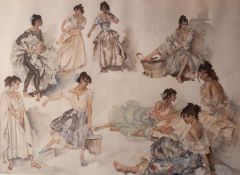 SIR WILLIAM RUSSELL FLINT ARTIST SIGNED COLOUR PRINT?Variations on a Theme? Signed in pencil and