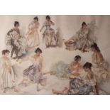 SIR WILLIAM RUSSELL FLINT ARTIST SIGNED COLOUR PRINT?Variations on a Theme? Signed in pencil and