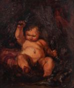 AFTER SIR JOSIAH REYNOLDS NINETEENTH CENTURY OIL ON CARD ?The Infant Hercules? 6? x 5? (15.1cm x