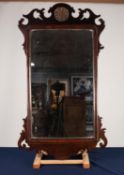 EARLY TWENTIETH CENTURY GEORGIAN STYLE MAHOGANY WALL MIRROR, the oblong plate housed in a moulded