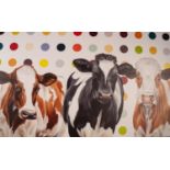 HAYLEY GOODHEAD (MODERN) ARTIST SIGNED LIMITED EDITION COLOUR PRINT ?Damien?s Herd?, (45/195) no