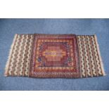 SHIRAZ PERSIAN RUG, the all wool pile centre section filled with a large rectangular medallion