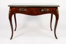 NINETEENTH CENTURY LOUIS XV STYLE FRENCH INLAID ROSEWOOD SMALL BUREAU PLAT WITH GILT BRONZE