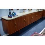 LASZLO HOENIG, LONDON W1, 1950's SUITE OF THREE SIDEBOARDS, with green variegated marble loose tops,