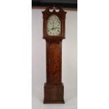 EARLY NINETEENTH CENTURY OAK LONGCASE CLOCK, SIGNED P.SHARP, COLDSTREAM, the 12? painted dial with