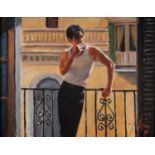 FABIAN PEREZ (b.1967) OIL ON CANVAS ?Smoking Under the Sun? Signed, titled to canvas verso 14? x 18?