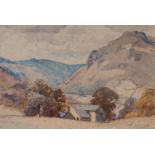 DICK YEADON (1896-1937) WATERCOLOUR DRAWING ?A Rydal Farm? Signed and dated 1928, titled to the