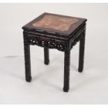 LATE NINETEENTH/ EARLY TWENTIETH CENTURY CHINESE PADOUK AND MARBLE JARDINIÈRE STAND, of square form,