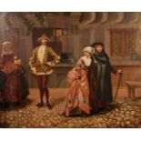 W. H. (late 19th Century) OIL PAINTING ON CANVAS LAID DOWN ON CARD 'Eugene', an interior with