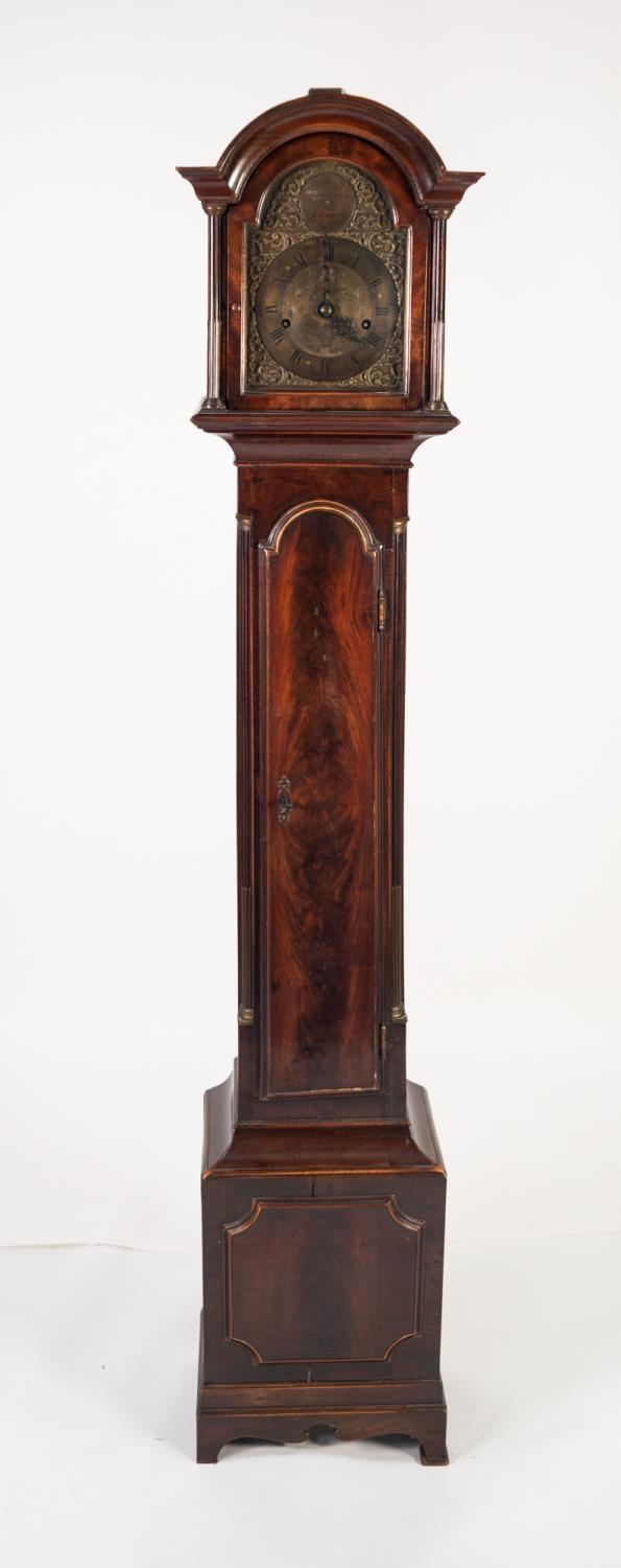 UNUSUAL GEORGIAN MAHOGANY MINIATURE LONGCASE CLOCK SIGNED JNO GORDON, LONDON, the 6 ½? brass dial - Image 2 of 3