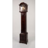 UNUSUAL GEORGIAN MAHOGANY MINIATURE LONGCASE CLOCK SIGNED JNO GORDON, LONDON, the 6 ½? brass dial