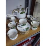 ROSINA CHINA 'YULETIDE' PATTERN CHINA TEA SET FOR SEVEN PERSONS INCLUDES; VERY GENEROUS SIZE TEAPOT,