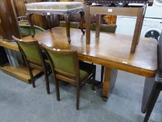 AN ART DECO DINING ROOM TABLE WITH EXTRA LEAF 120cm long x 83cm high x 165cm long, WHEN EXTENDED AND