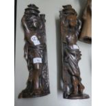 A PAIR OF PRE-WAR OXYIDISED CAST IRON FIREPLACE ORNAMENTS/ATTACHMETS IN THE FORM OF CLASSICAL DRAPED