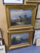 PAIR OF COLOUR PRINTS Bavarian landscapes 16? x 21 ½? In moulded gilt frames, (2)