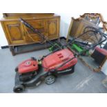 A MOUNTFIELD 'RV 150' PETROL LAWN MOWER AND A FLORABEST ELECTRIC SCARIFIER/LAWN AERATOR (2)