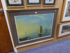 MODERN REPRODUCTION LITHOGRAPH?Shipping at Eventide on the Zuder Zee? 20 ¾? x 29 ½?