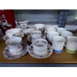 SUNDRY CHINA TEA WARES, INCLUDING; FORTUNE TELLERS CUPS AND SAUCERS, CHILDS NURSERY RHYME TEAPOT,