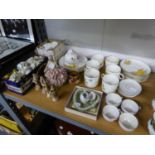 SET OF SIX CHINA COFFEE CANS, SAUCERS AND SIDE PLATES, PRINTED WITH DAFFODILS AND OTHER SPRING